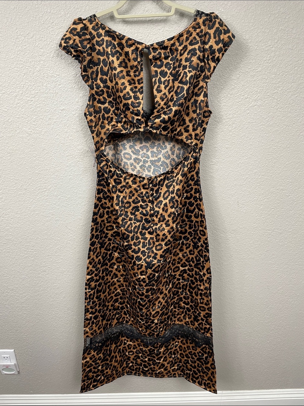 New Free People Foolish Heart Leopard Print Midi Dress Animal Lace Sz M - Picture 8 of 16